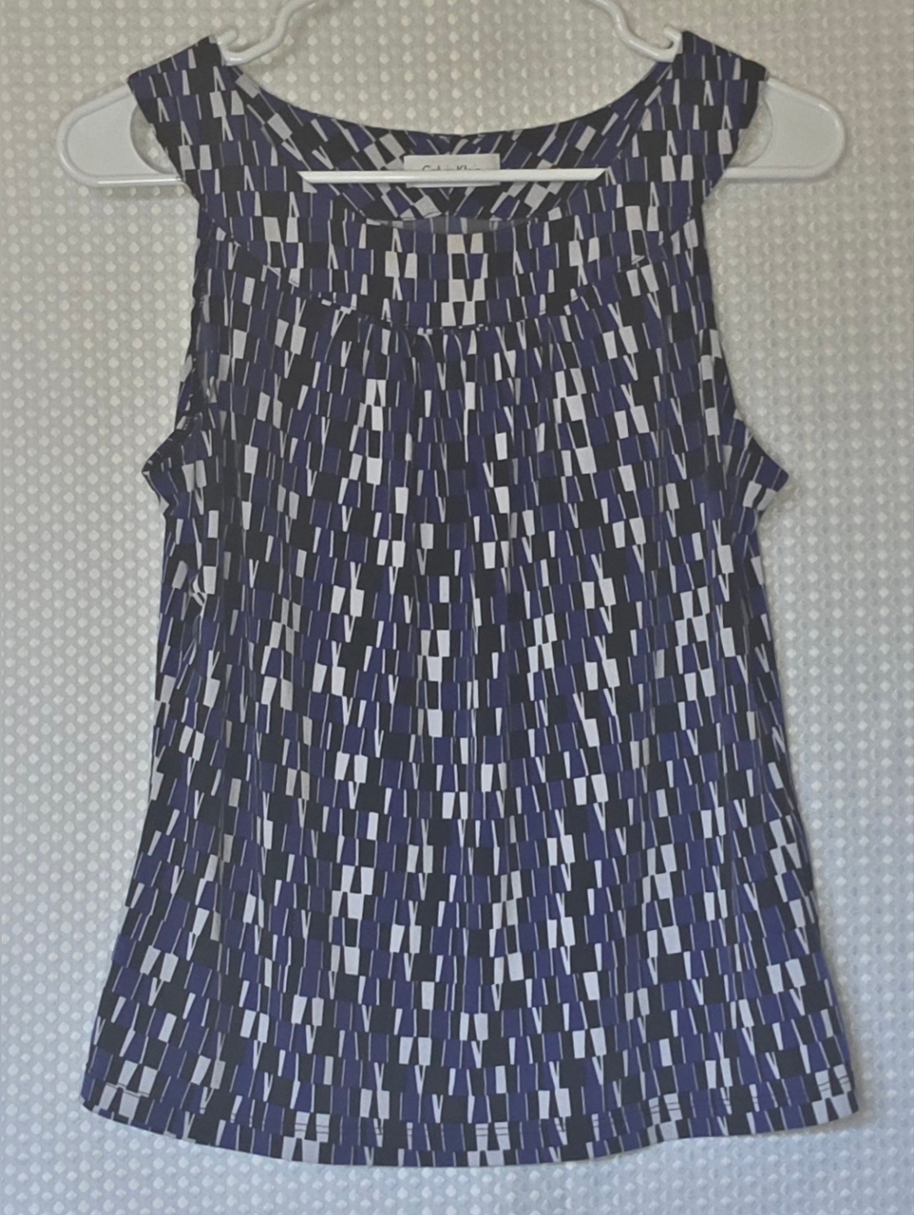 Calvin Klein Geometric Blouse Small Sleeveless Work Top Chic Minimal - Picture 3 of 8
